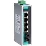 EDS-205A-M-ST kompakter Unmanaged Switch mit 4x RJ45 und 1x Multi-Mode ST Anschluss von Moxa