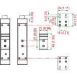 Zeichnung der Montagehalterungen des EDS-G205A-4PoE 5-Port PoE Industrie Switch von Moxa