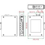 Zeichnung des EDS-G205A-4PoE 5-Port PoE Industrie Switch von Moxa